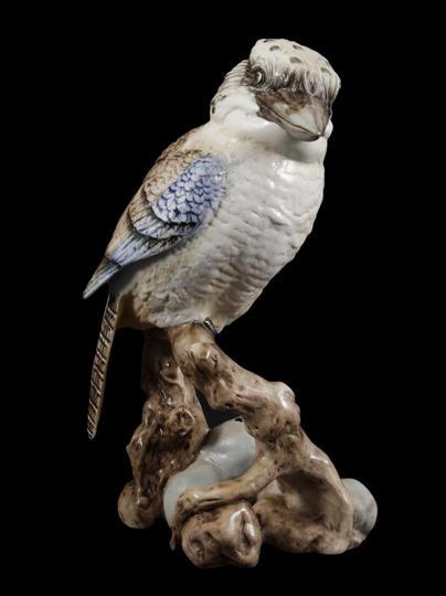 Royal Dux: Royal Dux biscuit porcelain statue of a jay, 30 cm high