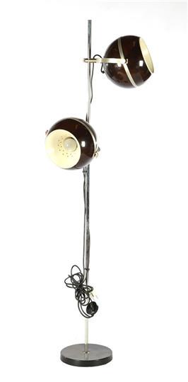 Dijkstra floor lamp: 1970s standing 2-light lamp, Dijkstra, Space Age, 161 cm high