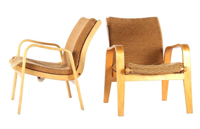 2 birch armchairs, C. Braakman for Pastoe: Cees Braakman (1917-1995)2 birch armchairs, Cees Braakman for UMS Pastoe, birch series FB 06, 1950s