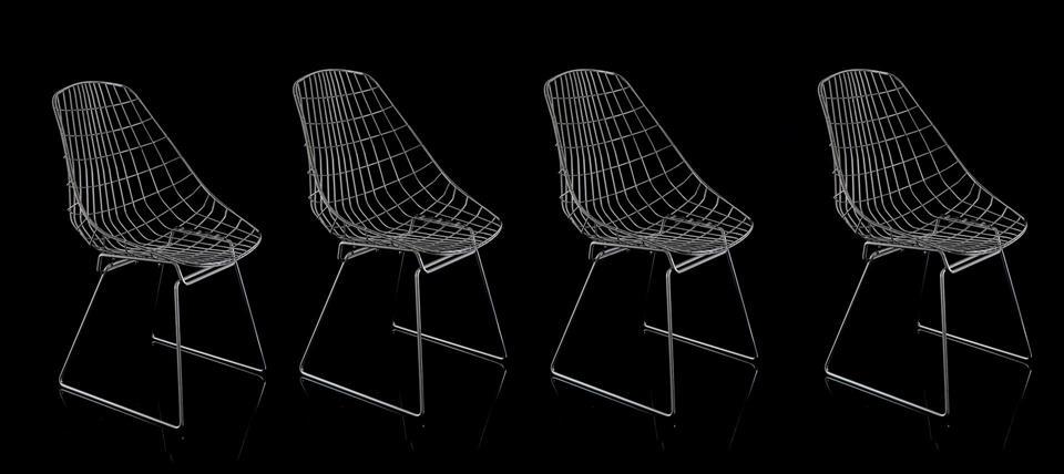 4 Pastoe wire steel chairs: Cees Braakman (1917-1995)4 chromed steel wire chairs, design Cees Braakman and Adriaan Dekker (Tomado) & nbsp; for UMS Pastoe, model SM05