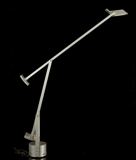 Artemide desk lamp: Richard Sapper (1932-2015)Gray metal and plastic adjustable desk lamp, design Richard Sapper for Artemide, model Tizio, Italy 1970s, height 65-118 cm