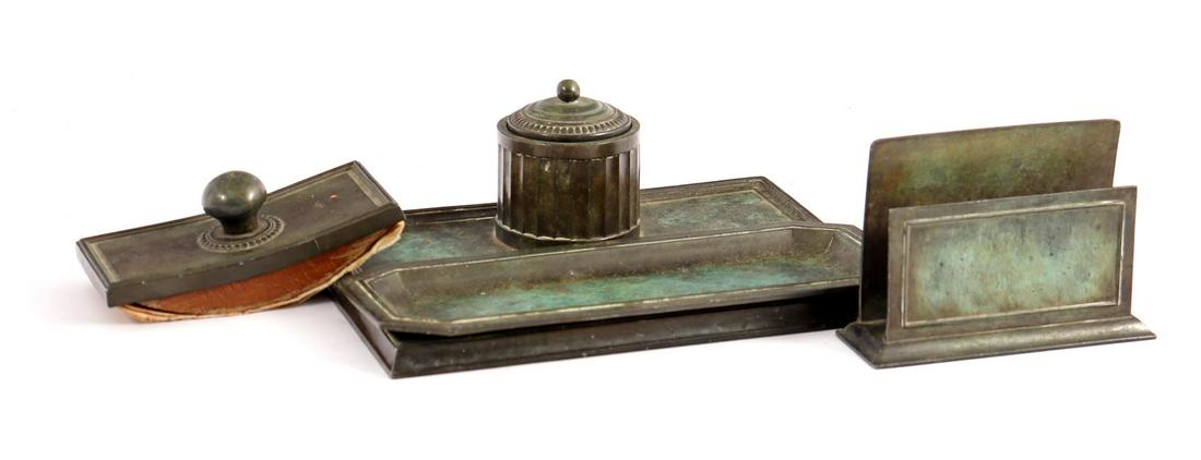 Marked Just Andersen Denmark, disko metal 4-piece desk: Marked Just Andersen Denmark, disko metal 4-piece desk set