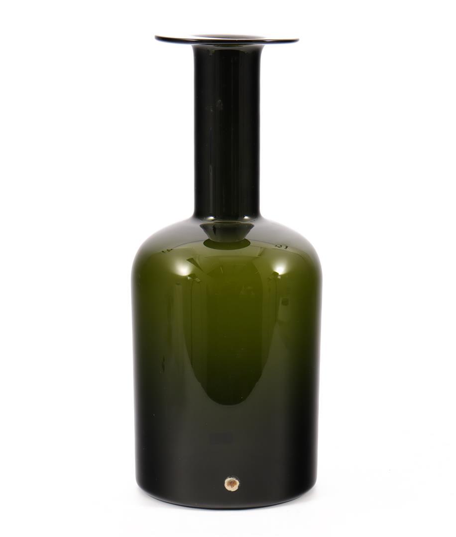 Otto Brauer (1911-1984): Otto Brauer (1911-1984)Holmegaard, design Otto Brauer, green glass vase, 1960s, 43 cm high