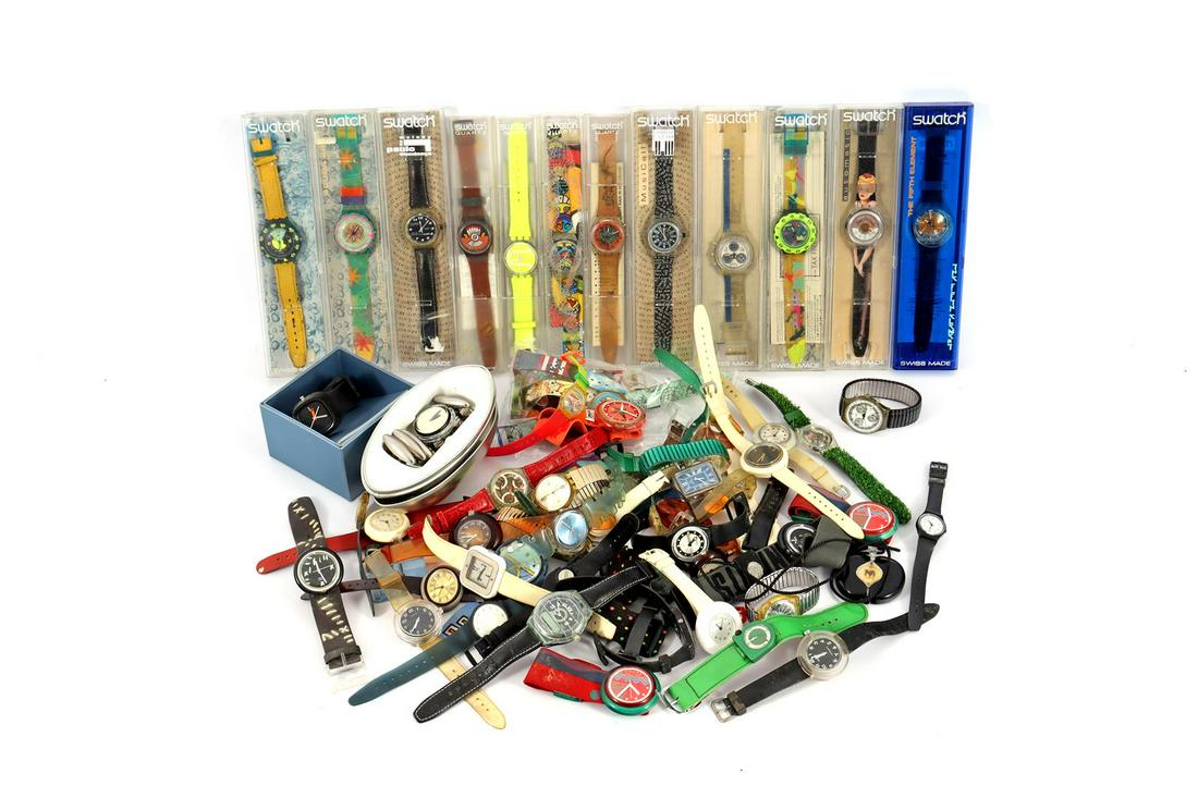Lot b.u. various plastic wristwatches: Lot b.u. various plastic & nbsp; wristwatches incl. Swatch
