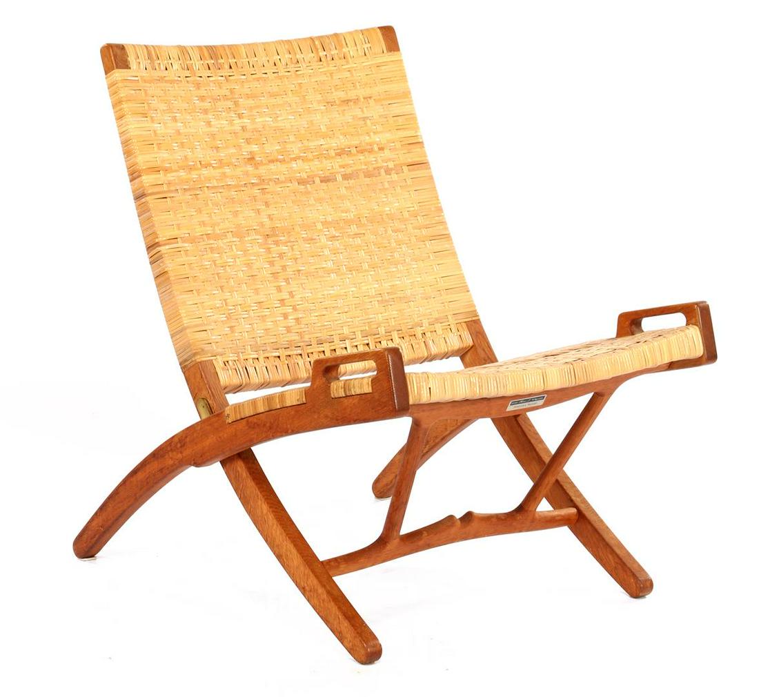 Hans J. Wegner (1914-2007): Hans J. Wegner (1914-2007)Oak folding chair with wicker back and seat, design H Wegner for Johannes Hansen, design year 1949, later version, model JH 512, stickered on the bottom, no branding present