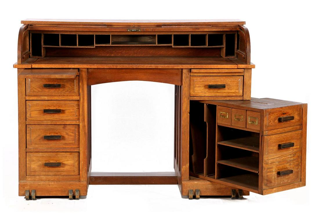 Art Deco demountable oak roller shutter desk (1 of 3)