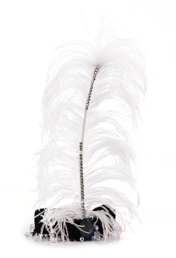 Hoodband with white feather: Hoodband with white feather. Accessory from celebrAGE (2011), a co-production of choreographers Adriaan Luteijn and Gisela Rocha and photographer and filmmaker Erwin Olaf. Designer Fernando Silva