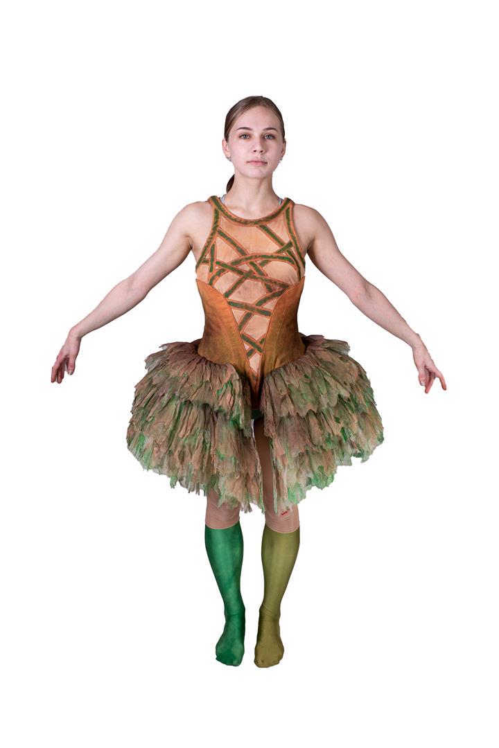 Papagena costume from the ballet Papageno / Pagagena: Papagena costume (tutu, tights with green stockings). Costume from the ballet Papageno / Pagagena, choreography Wayne Eagling. Costume design: Toer van Schaijk, worn by dancers Nao Tokuhashi, size S.