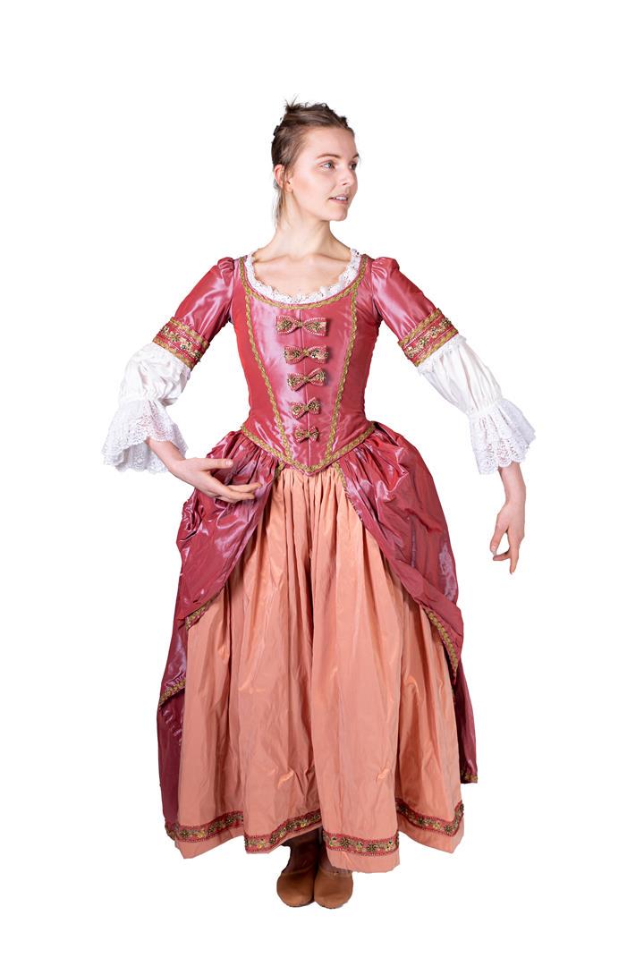 Medieval ladies costume: Medieval ladies costume (pink). Suit of the crossover project (Un) perishable. Costume design: Ben Voorhaar, Karisma Costumes