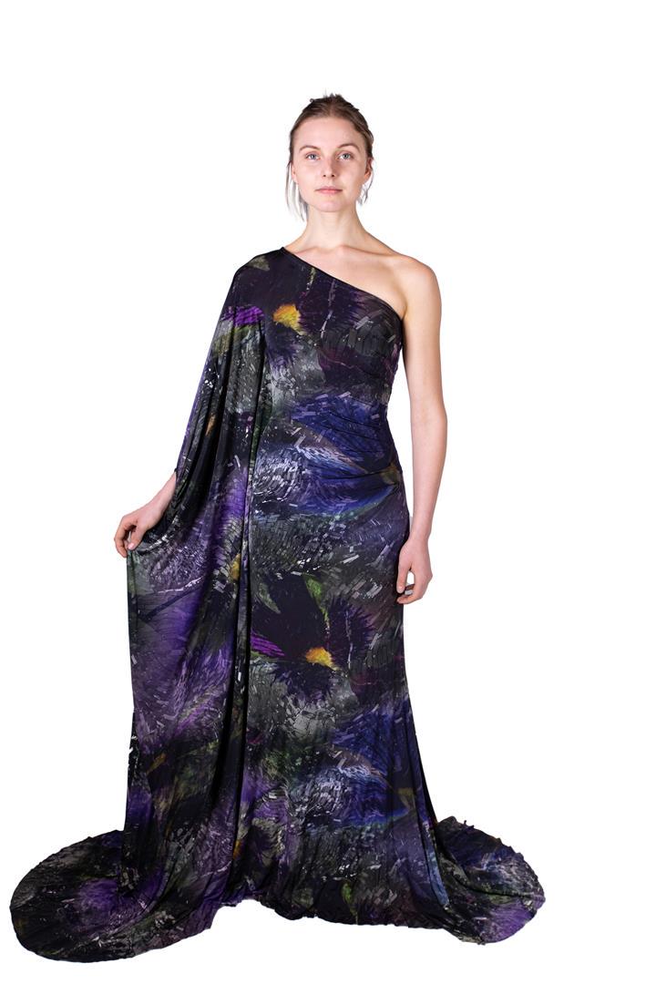 Purple A-line prom dress. Costume from celebrAGE: Purple A-line prom dress. Costume from celebrAGE (2011), a co-production of choreographers Adriaan Luteijn and Gisela Rocha and photographer and filmmaker Erwin Olaf. Costume design: Fernando Silva