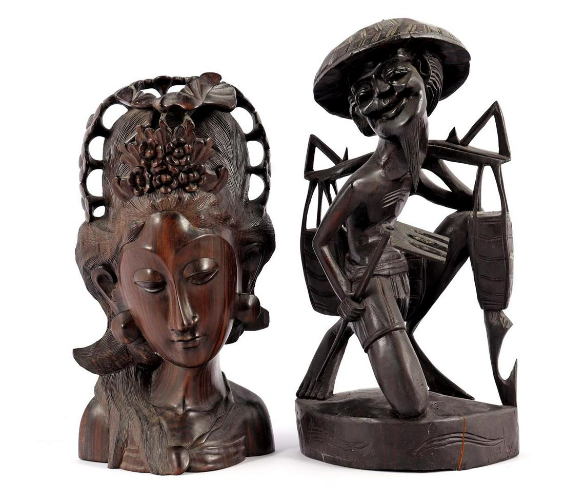 Coromandel wooden bust of a lady, Indonesia (1 of 1)