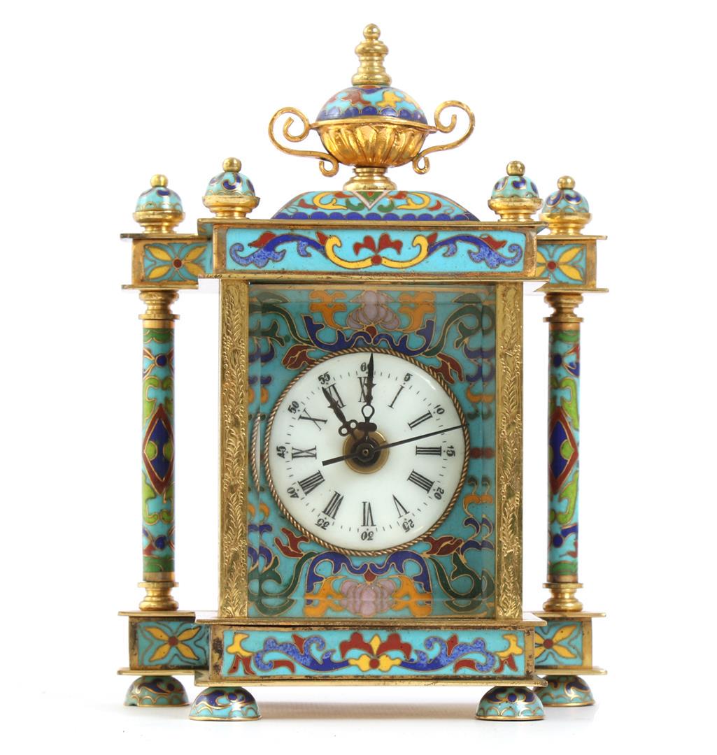 Brass table clock with quartz movement, richly (1 of 1)