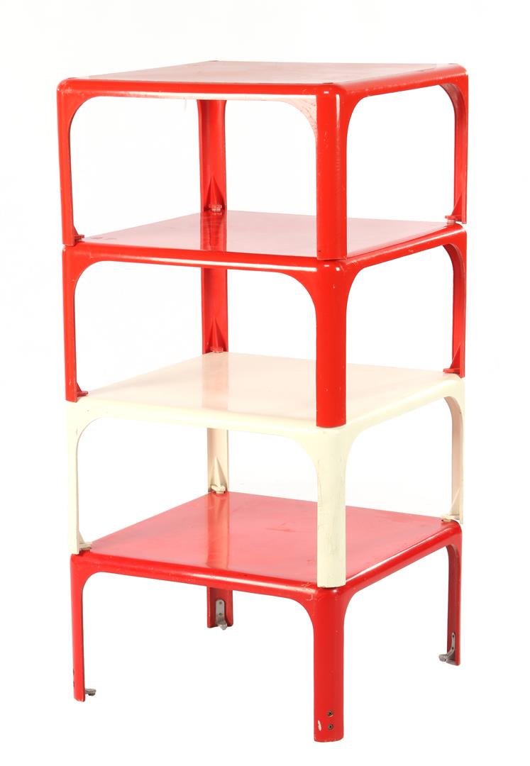 4  red / orange plastic side tables (1 of 1)