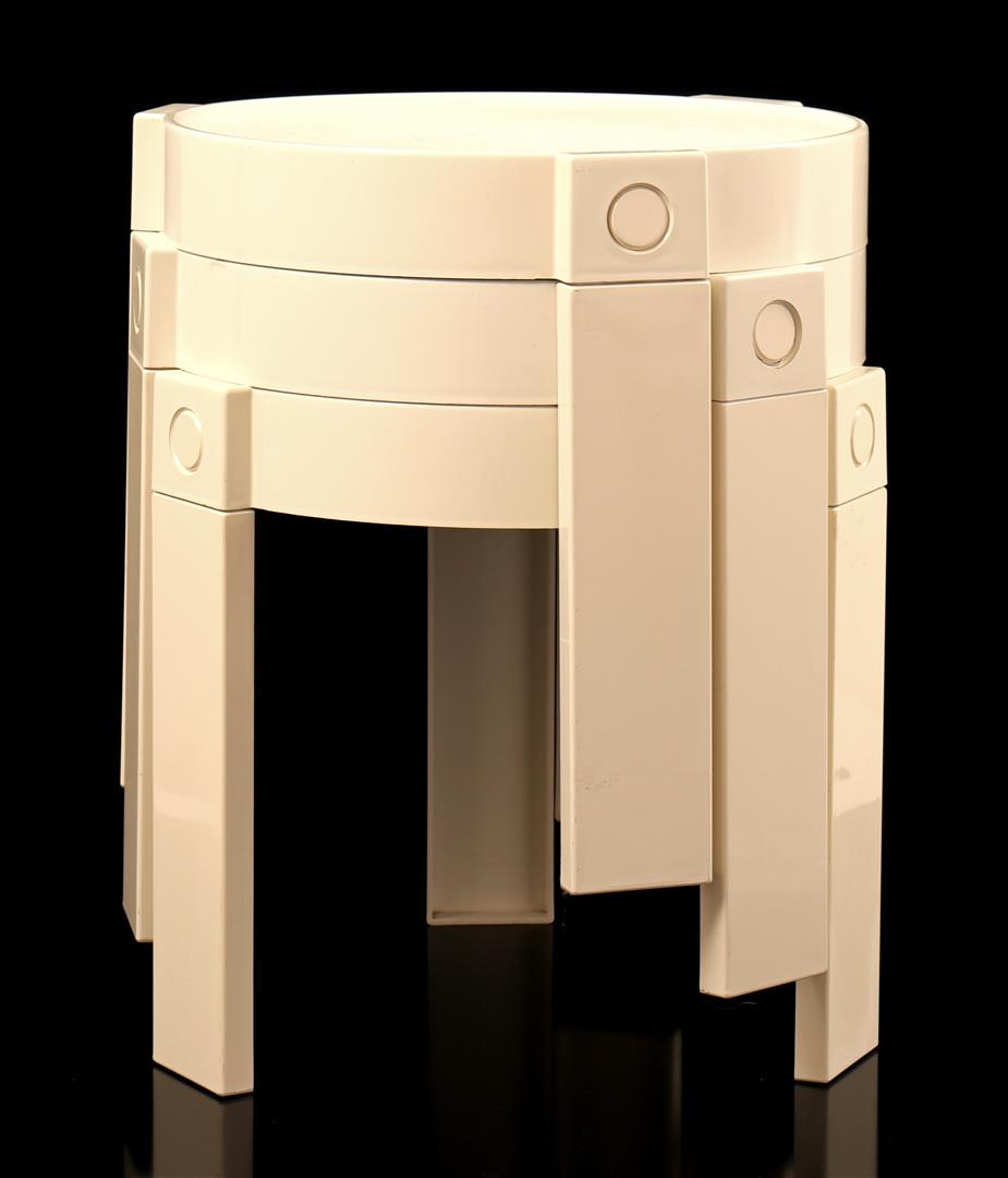 3 white Dutch plastic stackable stools (1 of 1)