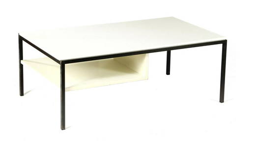 Coen de Vries (1918-2018): Coen de Vries (1918-2018)Metal coffee table with white laminated top, design Coen de Vries for Gispen, Netherlands 1960s, 40 cm high and top size 106x64 cm (top not original)