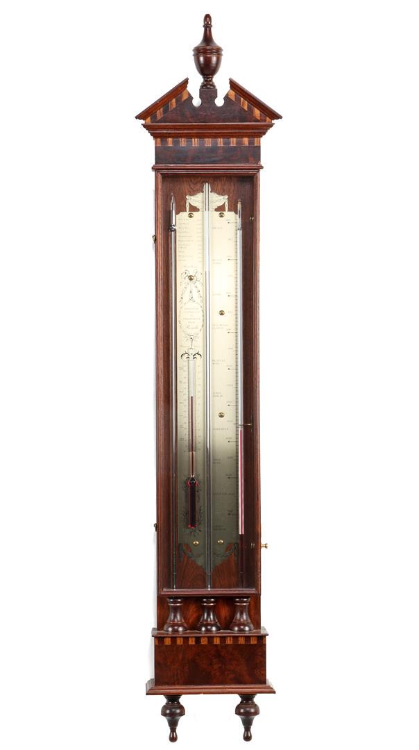 Dutch baking barometer: Dutch baking barometer after 18th century model, in walnut cabinet with intarsia 129 cm high, 26 cm wide cm