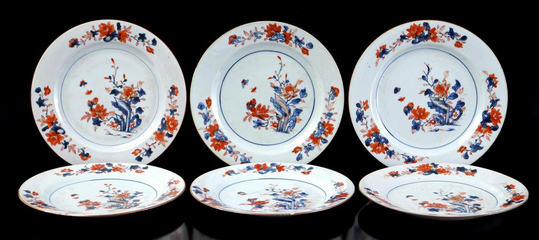 6 Chinese Imari porcelain dishes (1 of 3)