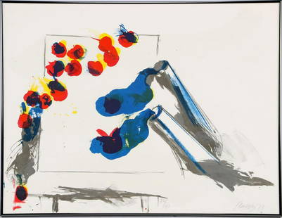 Ger Lataster (1920-): Ger Lataster (1920-)Untitled composition, color lithograph dated 1971, 80/190, 56x76 cm