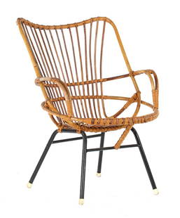 Rattan chair: Rattan chair, 1960s, presumably Rohe Noordwolde. Provenance collection Castle Frymerson in Sint OdiliÃ«nberg