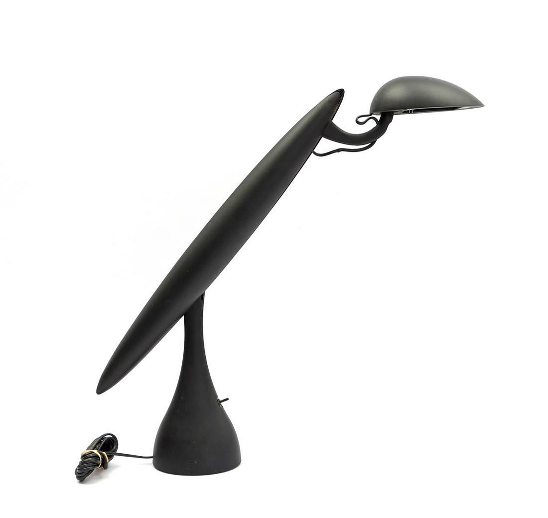 Isao Hosoe (1942-2015): Isao Hosoe (1942-2015)Blackened plastic counterbalance desk lamp, design Isao Hosoe for Luxo, model Heron, Italy design year 1994, 36-65 cm high
