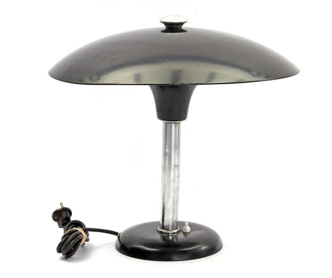Blackened metal Bauhaus table lamp: Blackened metal Bauhaus table lamp, design Max Schumacher for Werner Schroder, Germany 1930s, 40 cm high