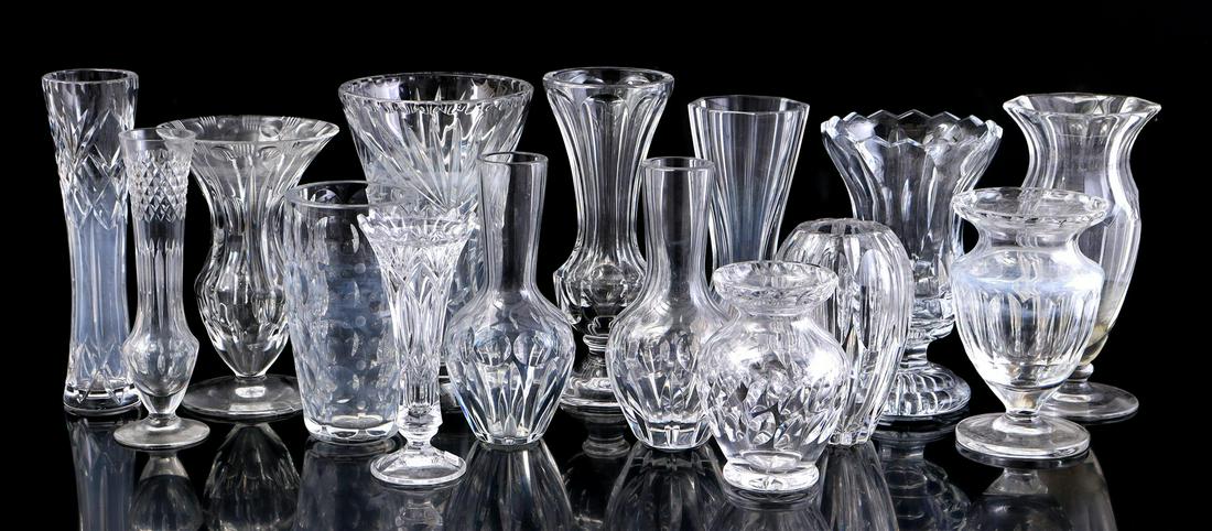 15 various crystal and glass vases (1 of 1)