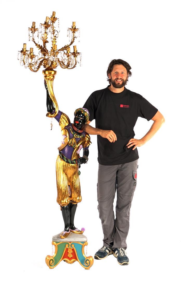 Wooden Blackamoor / floor lamp (1 of 3)