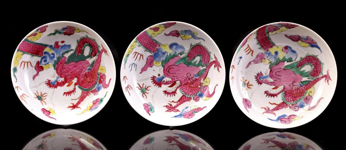 3 porcelain Famille Rose dishes (1 of 3)