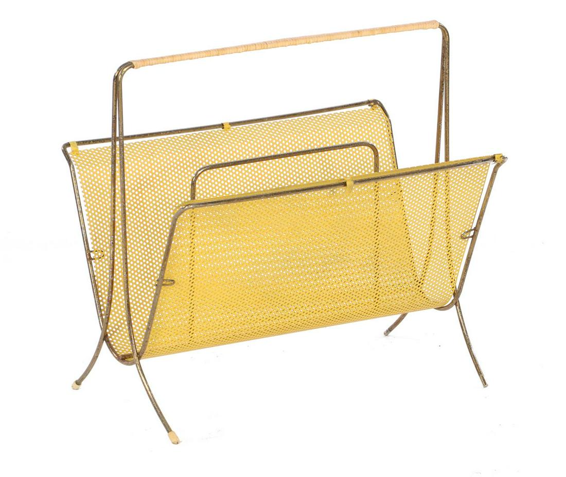 Yellow metal magazine rack (1 of 1)