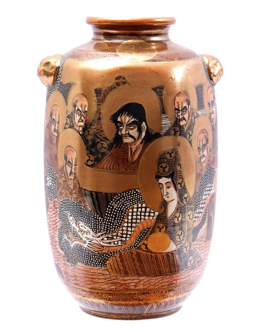 Satsuma vase with rich decor of the immortals, Japan (1 of 4)