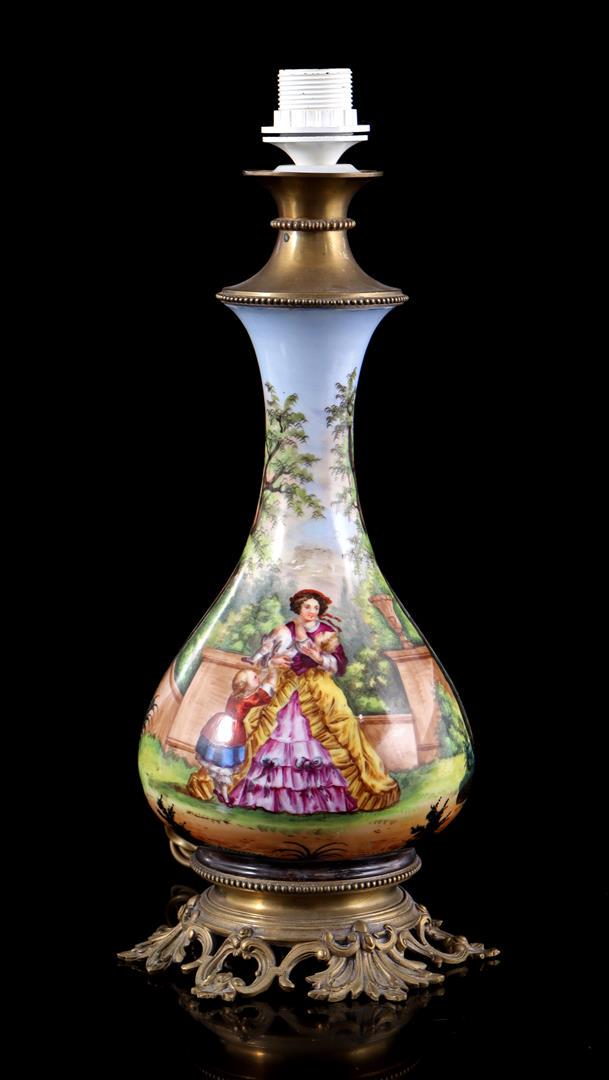 Porcelain table lamp base with fine painting (1 of 1)