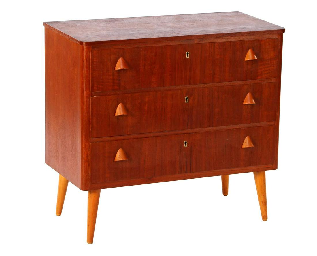 Teak 3-drawer chest of drawers (1 of 2)