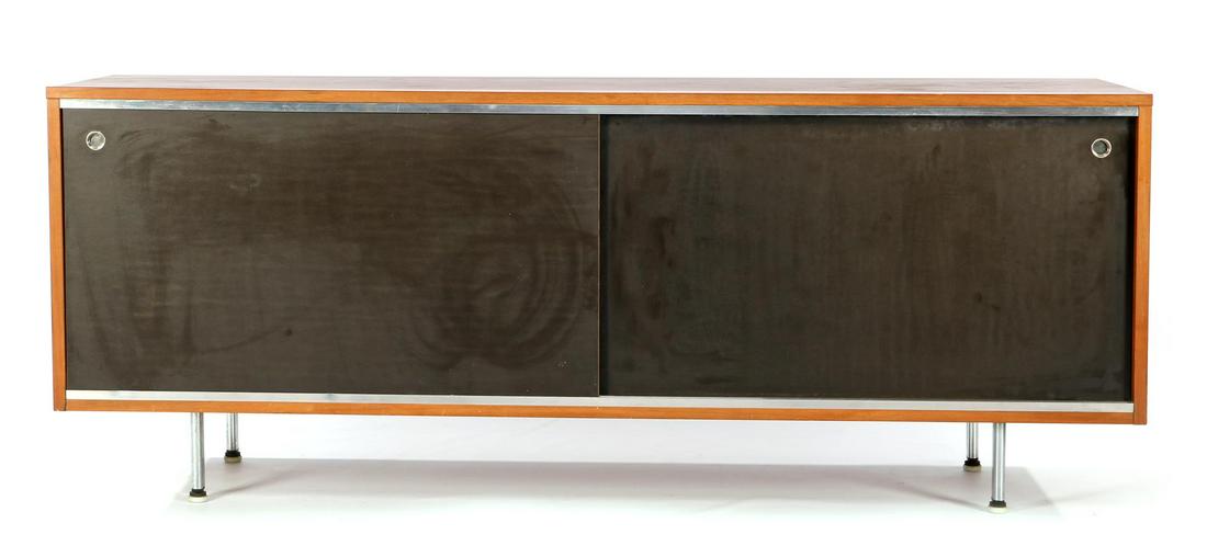 George Nelson (1908-1986) Walnut veneer 2-door sliding (1 of 4)
