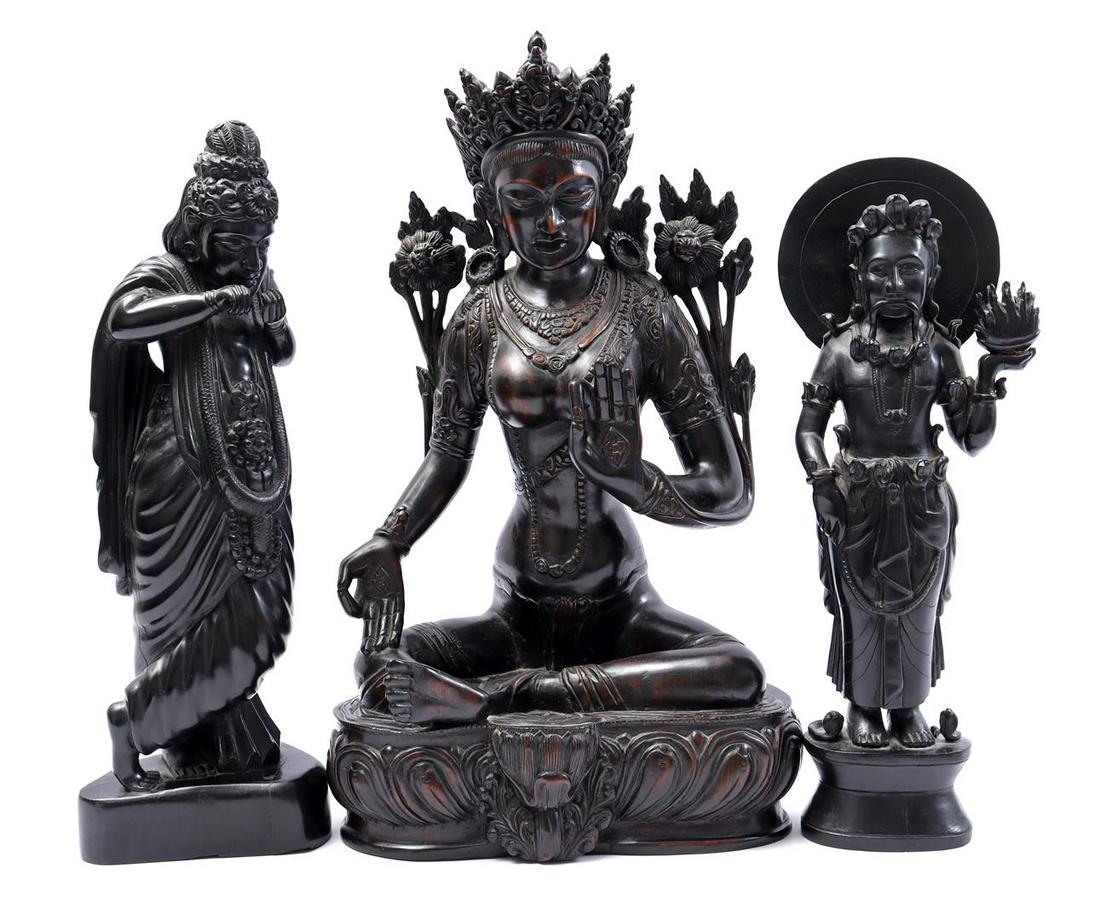 3 Asian wooden carved statues (1 of 1)