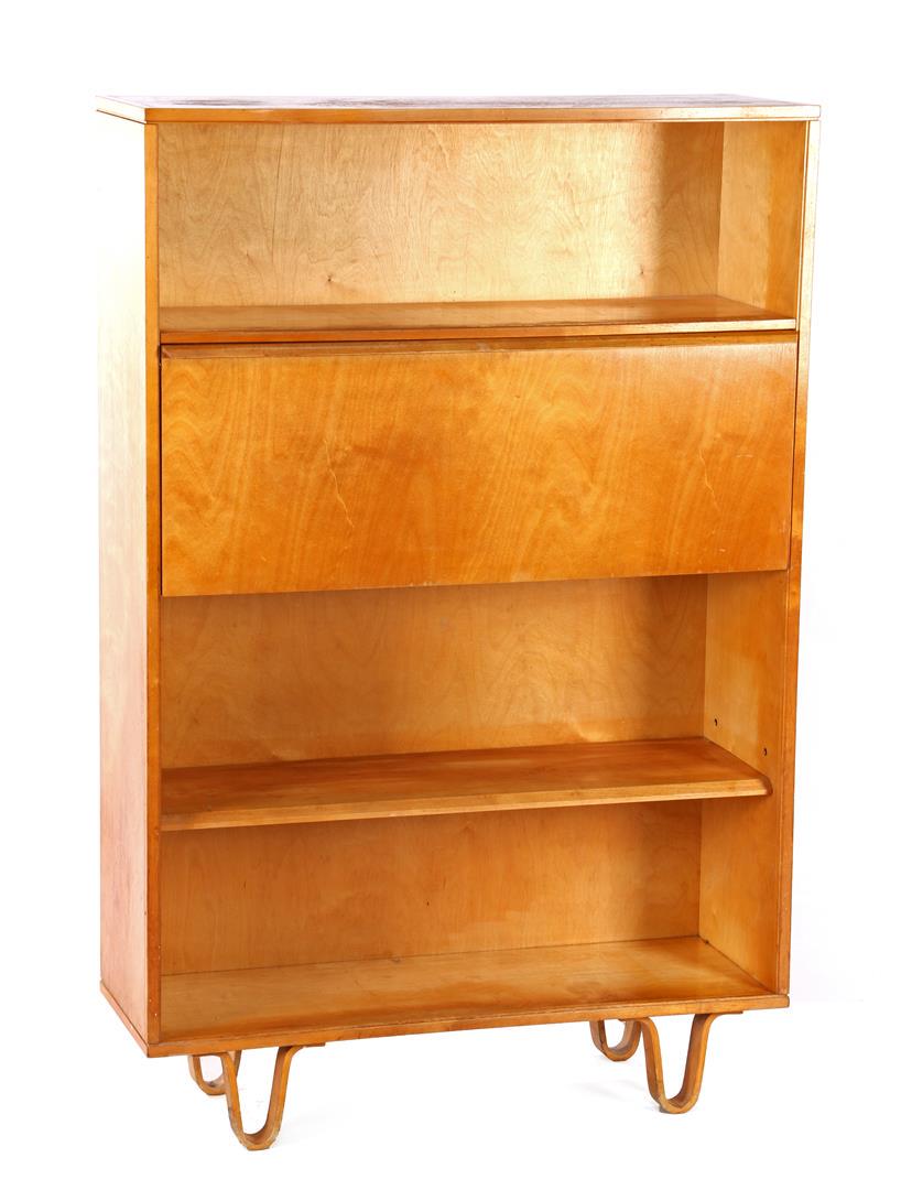 Cees Braakman (1917-1995): Cees Braakman (1917-1995)Birch veneer secretary from the Combex series with lid, open compartments and stand-up loop legs, design Cees Braakman for Pastoe, model BB04, 134 cm high, 88 cm wide, 31.5 cm