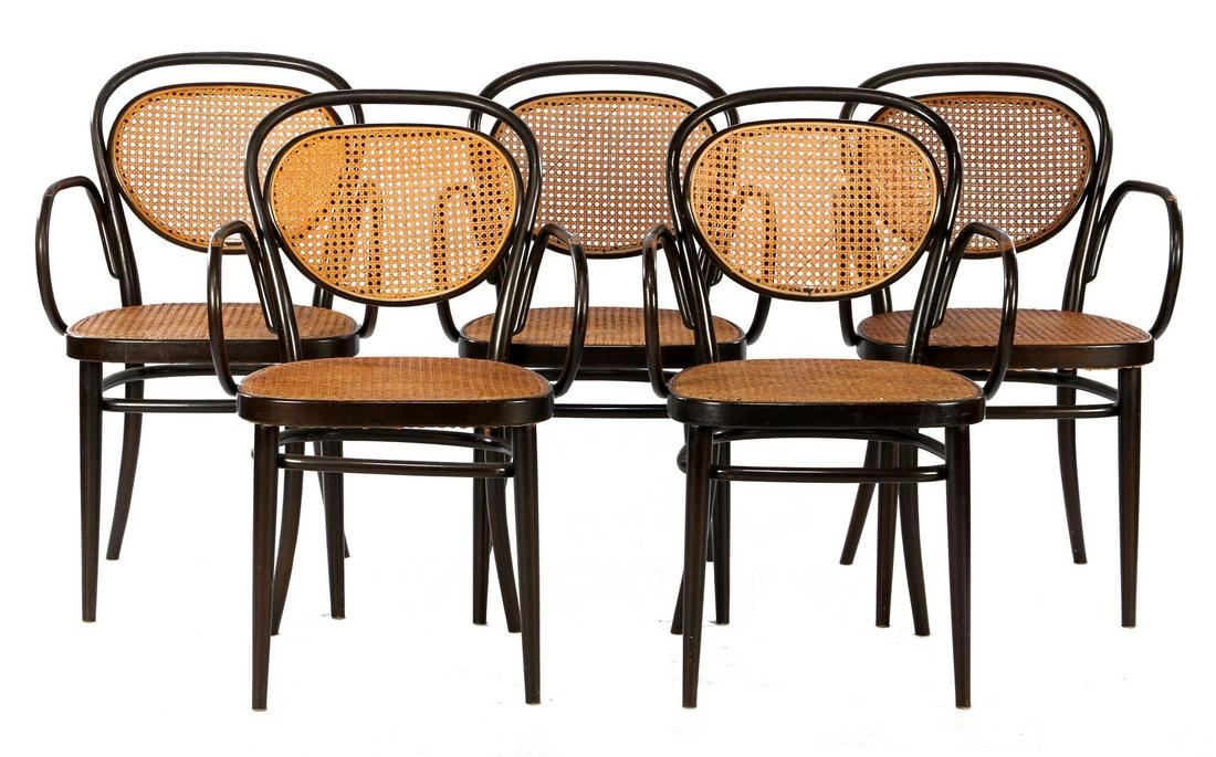 5 armchairs: 5 armchairs, bottom marked Thonet 79