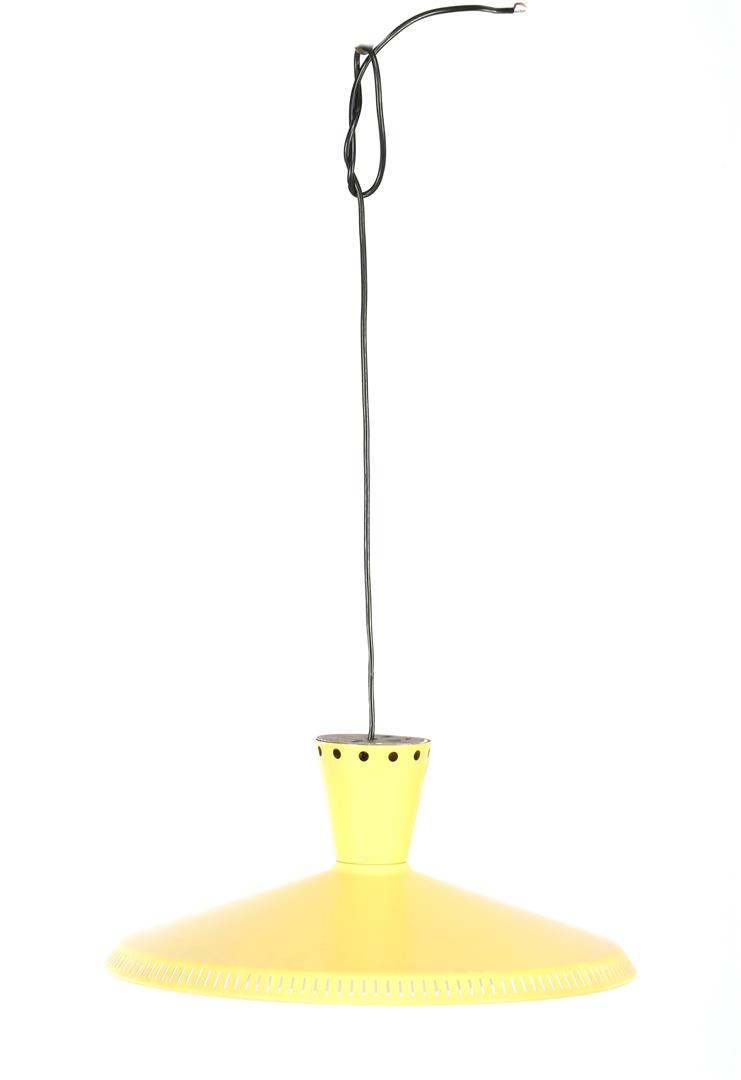 Louis Christiaan Kalff (1897-1976): Louis Christiaan Kalff (1897-1976)Yellow lacquered metal ceiling lamp, design Louis Kalff for Philips, model NB 92, Netherlands 1950s, 46 cm diameter