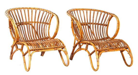 2 rattan armchairs, 1960s, Rohe Noordwolde: 2 rattan armchairs, 1960s, Rohe Noordwolde