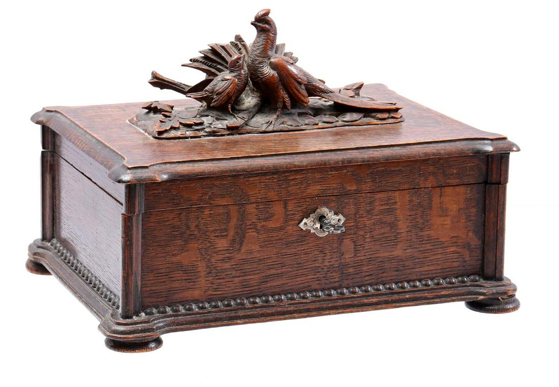 Oak Black Forest box with pheasants (1 of 3)