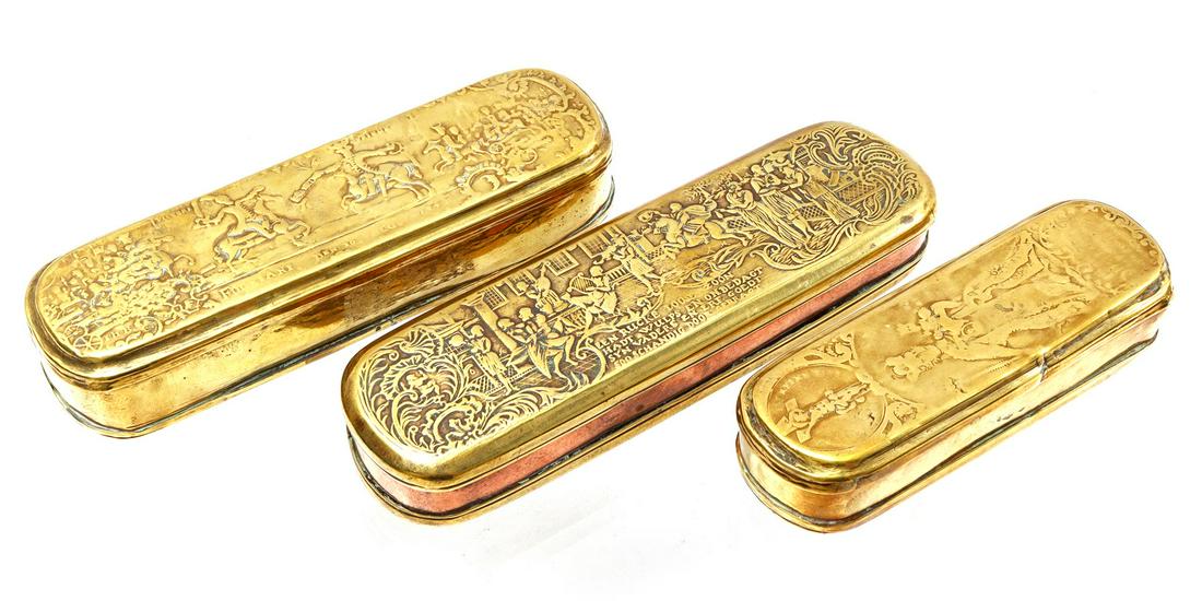 3 brass and copper IserlÃ¶hner tobacco boxes (1 of 2)