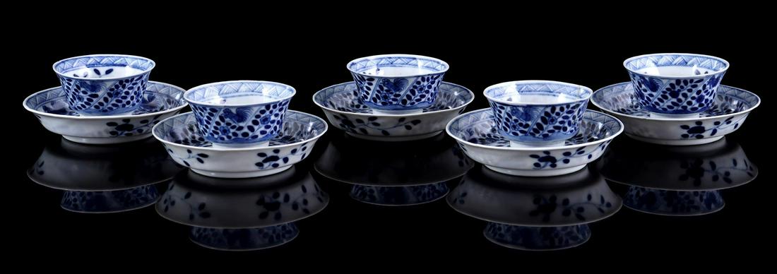 5 porcelain cups and saucers (1 of 7)