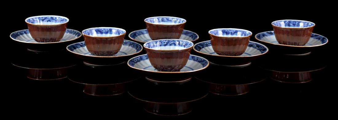 6 porcelain capuchin bowls with dishes (1 of 6)