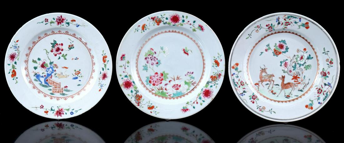 3 Famille Rose porcelain dishes (1 of 2)