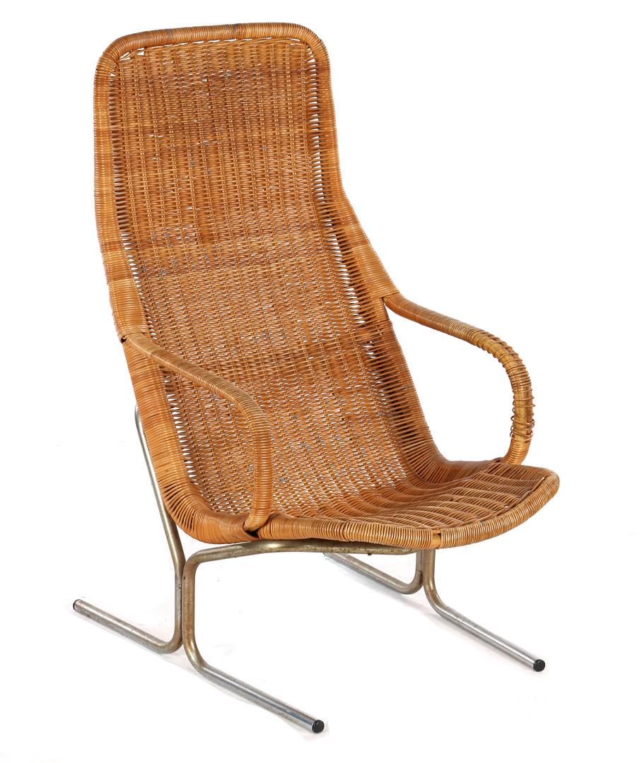 Gebr. Jonkers for desk D.Sliedregt: Rattan armchair on a tubular frame, design Gebr. Jonkers for desk D.Sliedregt, model 514C, Netherlands, design year 1966-1970