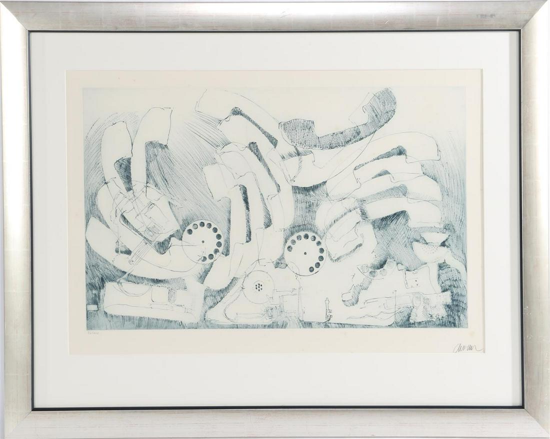 Pierre Fernandez arman (1928-2005): Pierre Fernandez arman (1928-2005)Les telephones, lithograph, numbered 76/100, 52x81 cm, incl. frame 80x106 cm