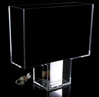 Ferrucio Laviani: Ferrucio Laviani (1960-)Minimalist plexiglass table lamp inspired by the Art Deco period, design Ferruccio Laviani for Kartell, model 'Tati', Italy 21st century, 46 cm high