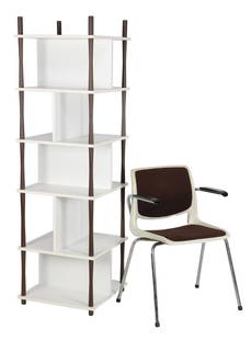 2x mid-century: 2x mid-century b.u. book mill 168 cm high and matching plastic chair design Bendt Winge