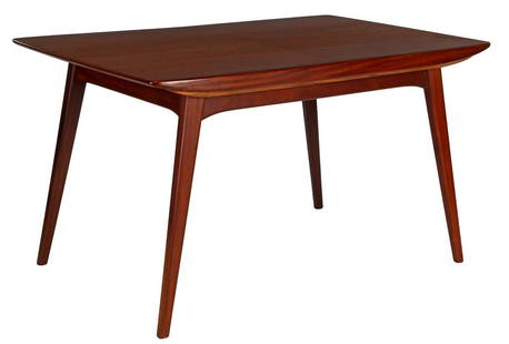 Louis van Teeffelen: Louis van Teeffelen (1921-1972)Teak veneer table with tumbling top (40.5 cm) and standing on tapered legs, design Louis van Teeffelen for WeBe, approx. 1960.74 cm high and top size 129x86 cm Proceeds