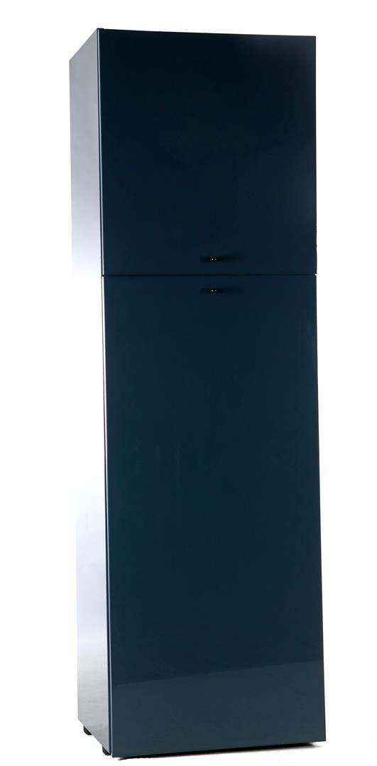 Cappellini: 2-door high-gloss blue wooden cabinet, manufactured by Cappellini, Italy, late 20th century, 194 cm high, 60 cm wide, 45 cm deep