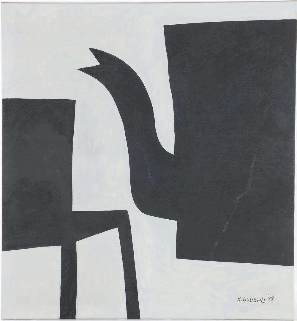 Klaas Gubbels: Klaas Gubbels (1934-)Coffee pot and chair, canvas dated 1988, 140x130 cm